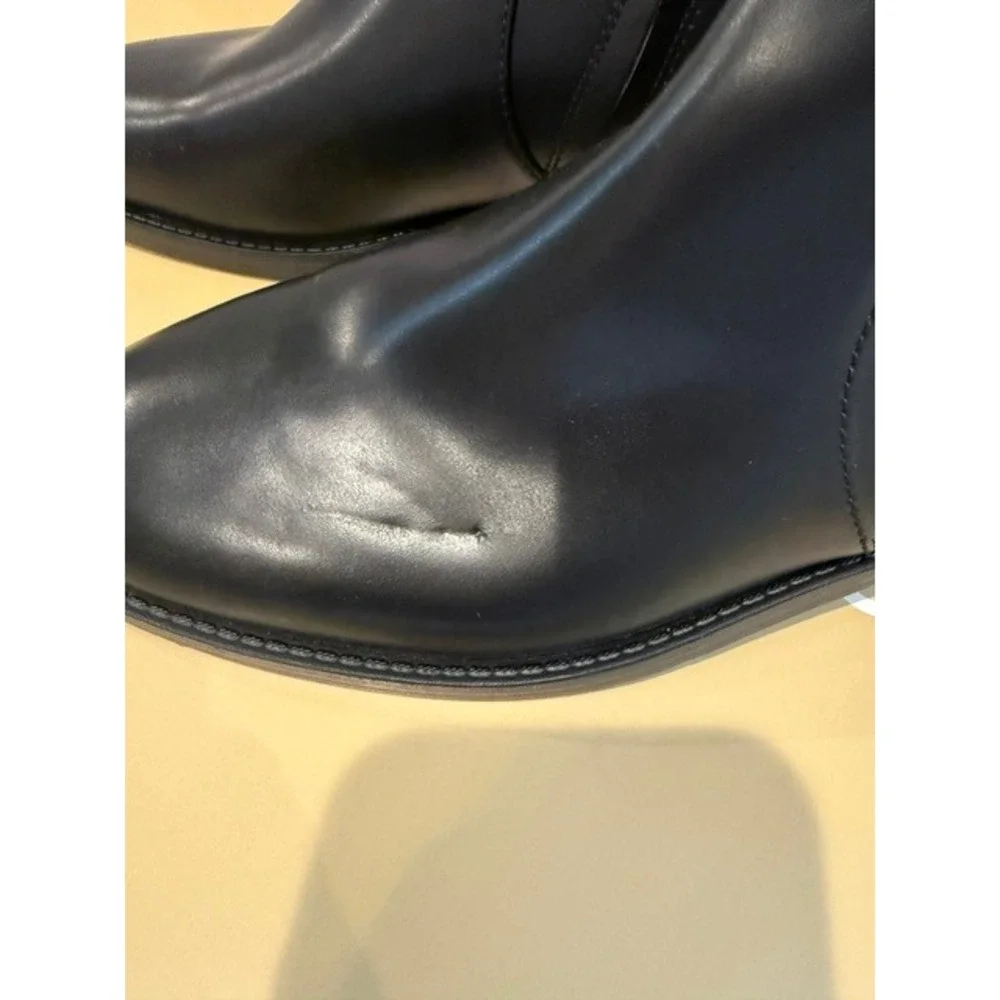 Michael Kors Women Black Carson Tall Flat Riding Boots Gold Bit Faux Leather 9M